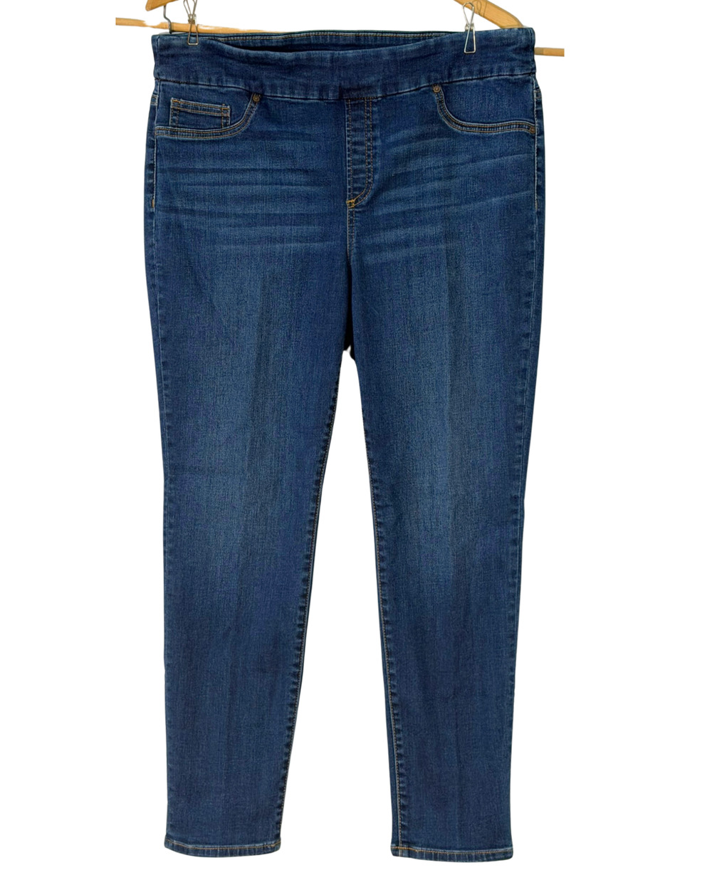 Chico's Sz 2P (L Petite) Pull-On Jeggings Jeans 27"L Stretch Denim Dark Wash